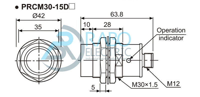  ابعاد سنسور پراکسی سوکتی PRCM-30  آتونیکس سنس 15